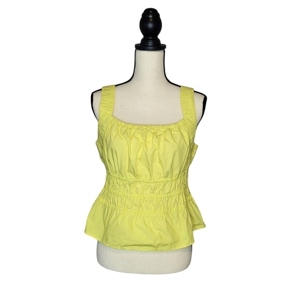 Anthropologie Tops - Anthropologie Maeve Liora blouse yellow thick straps ruched square neck sz Small